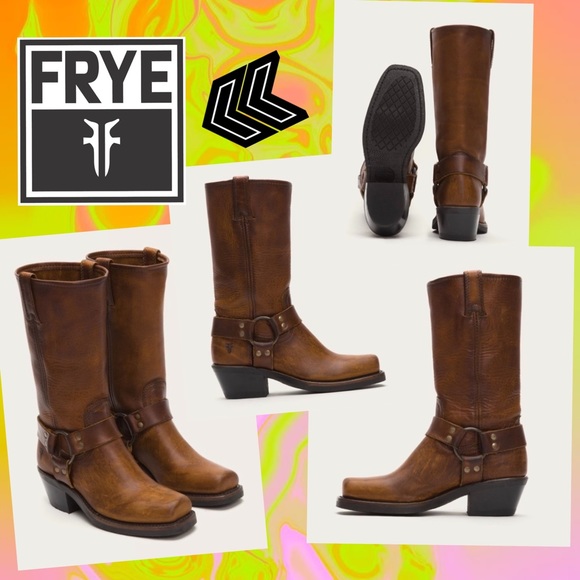 FRYE ☀️ Cognac Harness 12R Boots - Picture 16 of 16